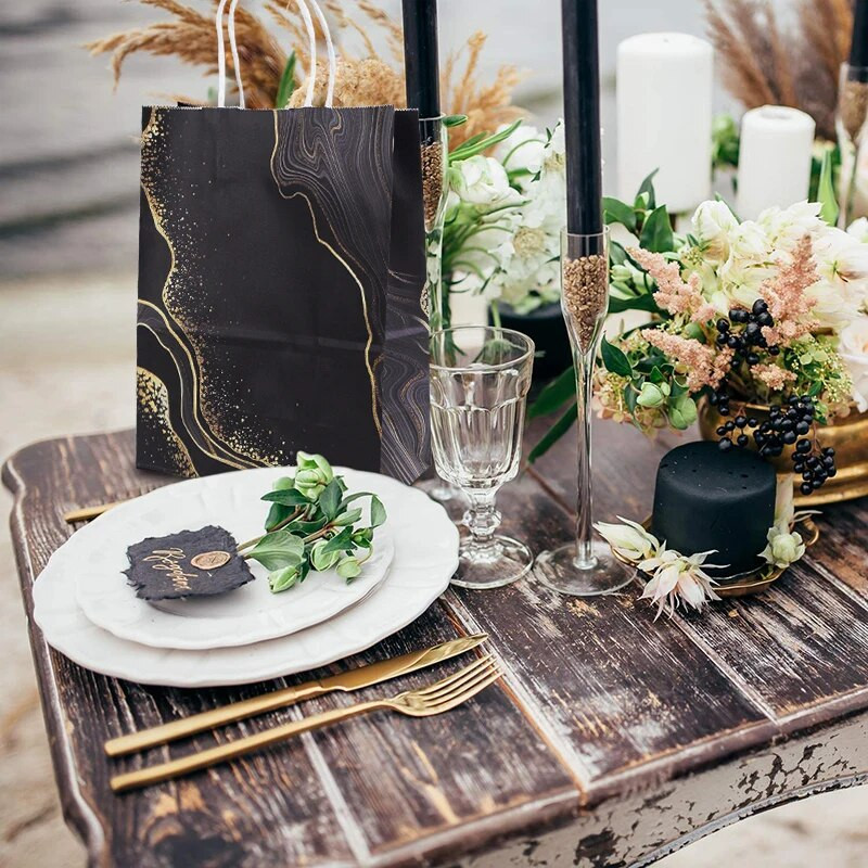 5 τμχ Ροζ χρυσό μαρμάρινη τσάντα δώρου Μπομπονιέρα γάμου Δώρο χαρτί Kraft Τσάντες συσκευασίας για πάρτι γενεθλίων Baby Shower