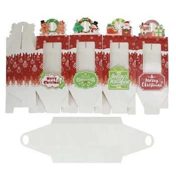 12 БР. Коледни кутии за бисквитки за кексчета с вложка за прозорец, дръжка, държач за сладкиши за мъфини, Кутии за коледни кексчета, подарък