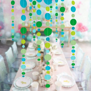 Διακοσμήσεις για πάρτι γενεθλίων Under The Sea Πράσινο μπλε χαρτί κύκλος κουκκίδες Γιρλάντες με φυσαλίδες κρεμαστές σερπαντίνα πανό με κουφώματα
