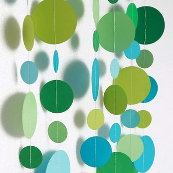 Διακοσμήσεις για πάρτι γενεθλίων Under The Sea Πράσινο μπλε χαρτί κύκλος κουκκίδες Γιρλάντες με φυσαλίδες κρεμαστές σερπαντίνα πανό με κουφώματα