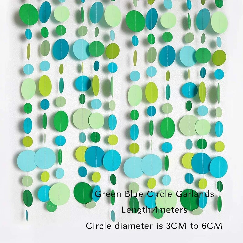 Διακοσμήσεις για πάρτι γενεθλίων Under The Sea Πράσινο μπλε χαρτί κύκλος κουκκίδες Γιρλάντες με φυσαλίδες κρεμαστές σερπαντίνα πανό με κουφώματα