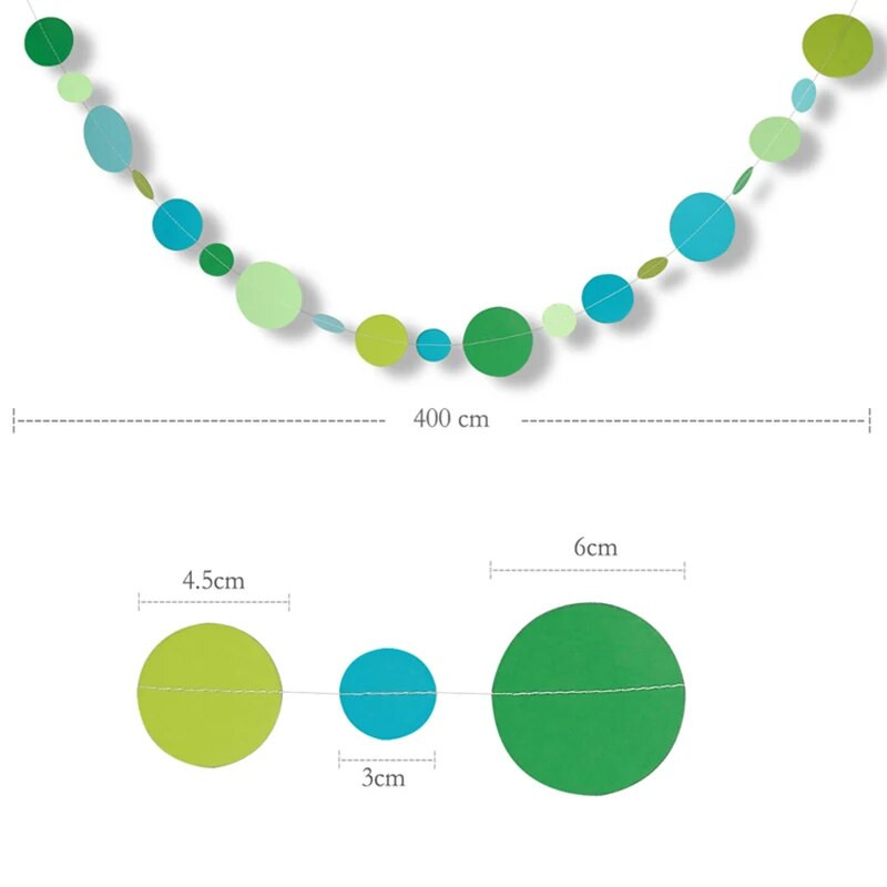 Διακοσμήσεις για πάρτι γενεθλίων Under The Sea Πράσινο μπλε χαρτί κύκλος κουκκίδες Γιρλάντες με φυσαλίδες κρεμαστές σερπαντίνα πανό με κουφώματα
