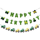 Πράσινο σετ πανό γενεθλίων τρακτέρ Felt Tractor Garland Banner Farm Προμήθειες για πάρτι γενεθλίων με θέμα