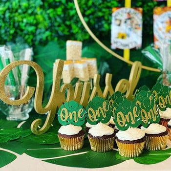 10 τεμ. 1st Birthday Cake Toppers Cupcake Topper Jungle Wild One Kids 1 Year First Birthday Party DIY Διακόσμηση τούρτας Baby Shower