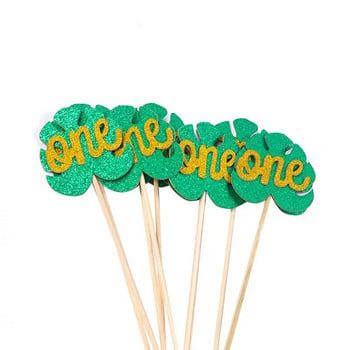 10 τεμ. 1st Birthday Cake Toppers Cupcake Topper Jungle Wild One Kids 1 Year First Birthday Party DIY Διακόσμηση τούρτας Baby Shower