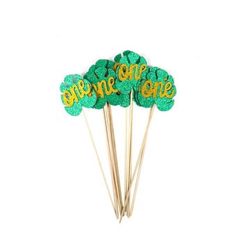 10 τεμ. 1st Birthday Cake Toppers Cupcake Topper Jungle Wild One Kids 1 Year First Birthday Party DIY Διακόσμηση τούρτας Baby Shower