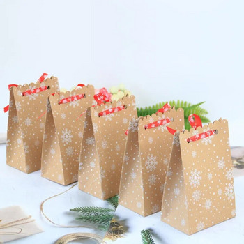 6 τεμ. Χριστουγεννιάτικη τσάντα δώρου Kraft Χάρτινες τσάντες Άγιος Βασίλης Χιονάνθρωπος Xmas Party Candy Τσάντα Μπισκότα Χριστουγεννιάτικη τσάντα συσκευασίας Θήκη συσκευασίας