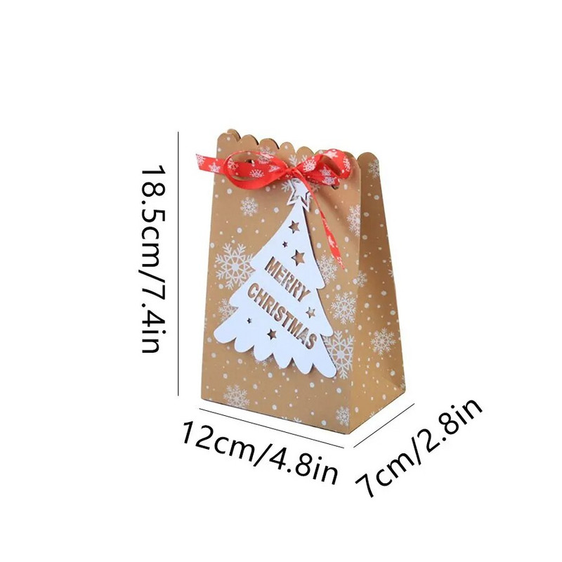 6 τεμ. Χριστουγεννιάτικη τσάντα δώρου Kraft Χάρτινες τσάντες Άγιος Βασίλης Χιονάνθρωπος Xmas Party Candy Τσάντα Μπισκότα Χριστουγεννιάτικη τσάντα συσκευασίας Θήκη συσκευασίας