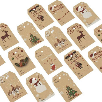 100/200 бр крафт хартия Merry Christmas Gift Tag Snowflake Xmas Tree Pattern with Rope for DIY Christmas New Year Noel Wrap Label