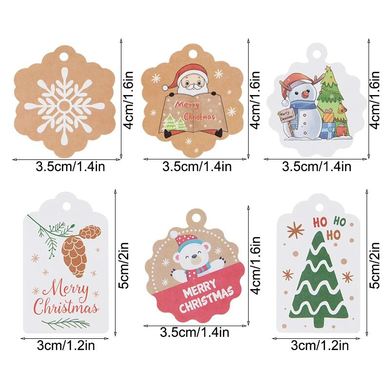 100/200 τεμ. Χαρτί Kraft Ετικέτα δώρου για τα Χριστούγεννα