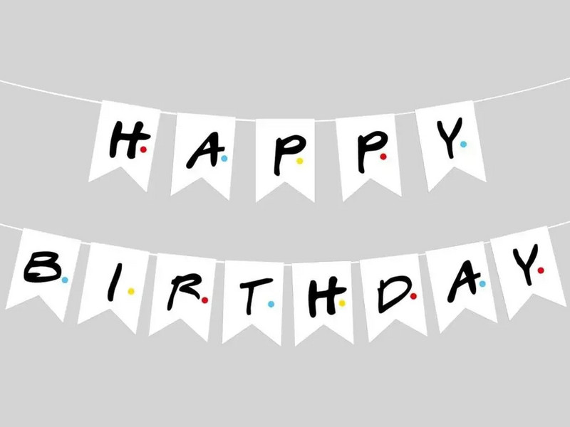 Φίλοι τηλεοπτική εκπομπή χαρούμενα γενέθλια πάρτι με χάρτινο πανό φιλικό θέμα πάρτι κατάλληλο για διακόσμηση πάρτι γενεθλίων φίλων