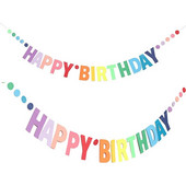Gradient Happy Birthday Letter Banner Χαρτί κρεμαστό κορδόνι γιρλάντα για παιδιά Διακοσμήσεις γενεθλίων Rainbow Unicorn Party Pull Flag