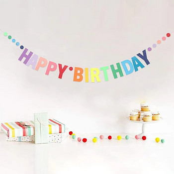 Gradient Happy Birthday Letter Banner Χαρτί κρεμαστό κορδόνι γιρλάντα για παιδιά Διακοσμήσεις γενεθλίων Rainbow Unicorn Party Pull Flag