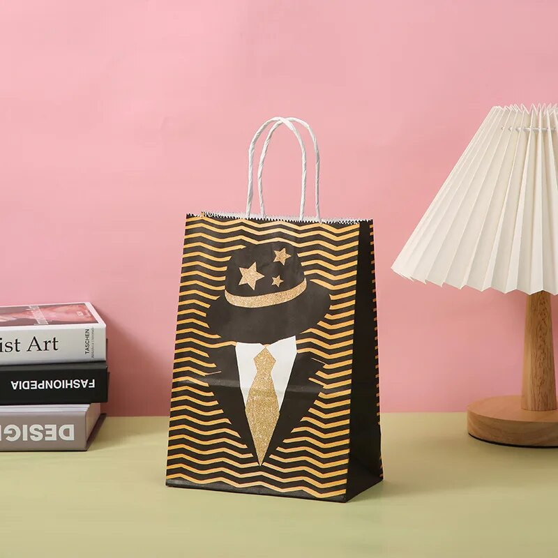 5τμχ Χειρολαβές Τσάντες δώρου Παιδικά Χρόνια Πολλά Γάμος Διακόσμηση πάρτι με μπαλόνι Baby shower Χάρτινες τσάντες Γραβάτα