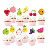 Tutti Frutti Cupcake Toppers Διακοσμήσεις ψησίματος για τούρτα με λεμόνι καρπούζι για το πάρτι γενεθλίων Luau Hawaii Wedding Beach Pool Party Supplies