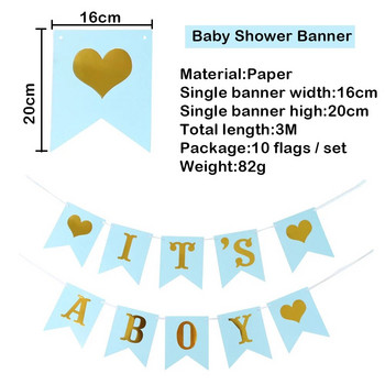 Baby Shower Welcome Baby Banner Φύλο Αποκάλυψη Διακοσμήσεις Baby Shower Μπρονζέ χαρτί Banner Boy girl Decoration banner γενεθλίων