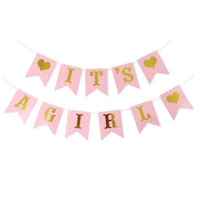Baby Shower Welcome Baby Banner Φύλο Αποκάλυψη Διακοσμήσεις Baby Shower Μπρονζέ χαρτί Banner Boy girl Decoration banner γενεθλίων