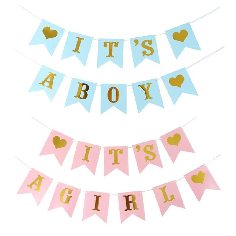 Baby Shower Welcome Baby Banner Φύλο Αποκάλυψη Διακοσμήσεις Baby Shower Μπρονζέ χαρτί Banner Boy girl Decoration banner γενεθλίων