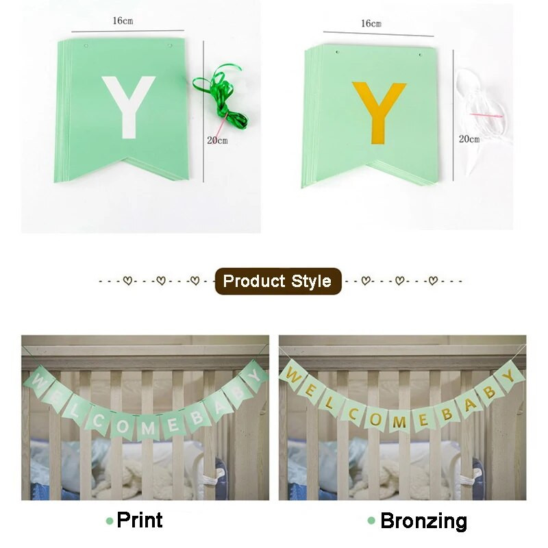 Baby Shower Welcome Baby Banner Φύλο Αποκάλυψη Διακοσμήσεις Baby Shower Μπρονζέ χαρτί Banner Boy girl Decoration banner γενεθλίων