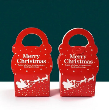 5бр. Весела Коледа Кутия за бонбони с етикет Бисквитки от крафт хартия Опаковъчни торби за подаръци 2023 Коледно парти Декорация за дома Нова година 2024
