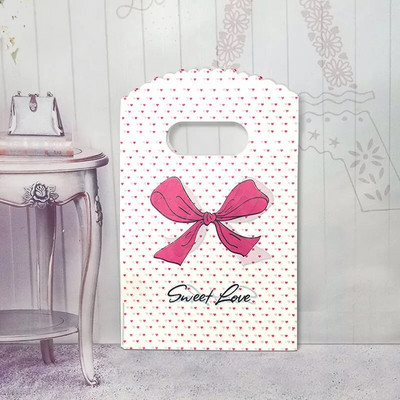 50 τμχ 9x15 cm Μικρή πλαστική τσάντα Boutique Τσάντα δώρου με λαβή Γούρια DIY Σκουλαρίκια Καραμέλα κοσμήματα συσκευασίας Τσάντες Τσάντες