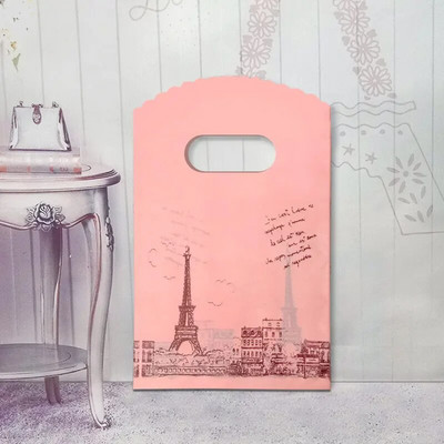50 τμχ 9x15 cm Μικρή πλαστική τσάντα Boutique Τσάντα δώρου με λαβή Γούρια DIY Σκουλαρίκια Καραμέλα κοσμήματα συσκευασίας Τσάντες Τσάντες