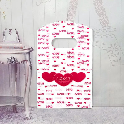 50 τμχ 9x15 cm Μικρή πλαστική τσάντα Boutique Τσάντα δώρου με λαβή Γούρια DIY Σκουλαρίκια Καραμέλα κοσμήματα συσκευασίας Τσάντες Τσάντες