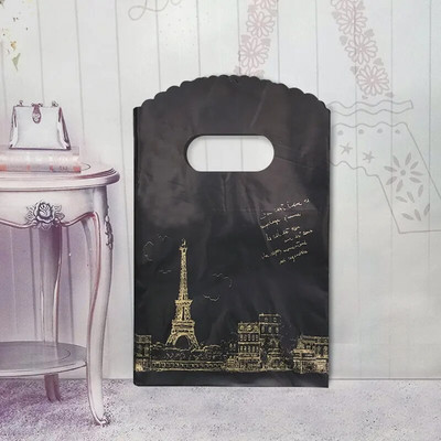 50 τμχ 9x15 cm Μικρή πλαστική τσάντα Boutique Τσάντα δώρου με λαβή Γούρια DIY Σκουλαρίκια Καραμέλα κοσμήματα συσκευασίας Τσάντες Τσάντες