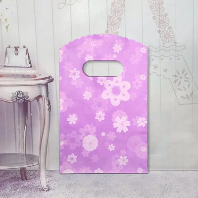 50 τμχ 9x15 cm Μικρή πλαστική τσάντα Boutique Τσάντα δώρου με λαβή Γούρια DIY Σκουλαρίκια Καραμέλα κοσμήματα συσκευασίας Τσάντες Τσάντες