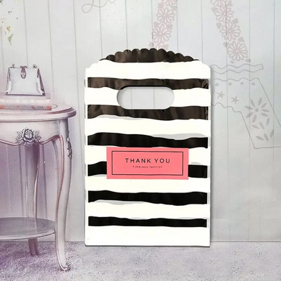 50 τμχ 9x15 cm Μικρή πλαστική τσάντα Boutique Τσάντα δώρου με λαβή Γούρια DIY Σκουλαρίκια Καραμέλα κοσμήματα συσκευασίας Τσάντες Τσάντες