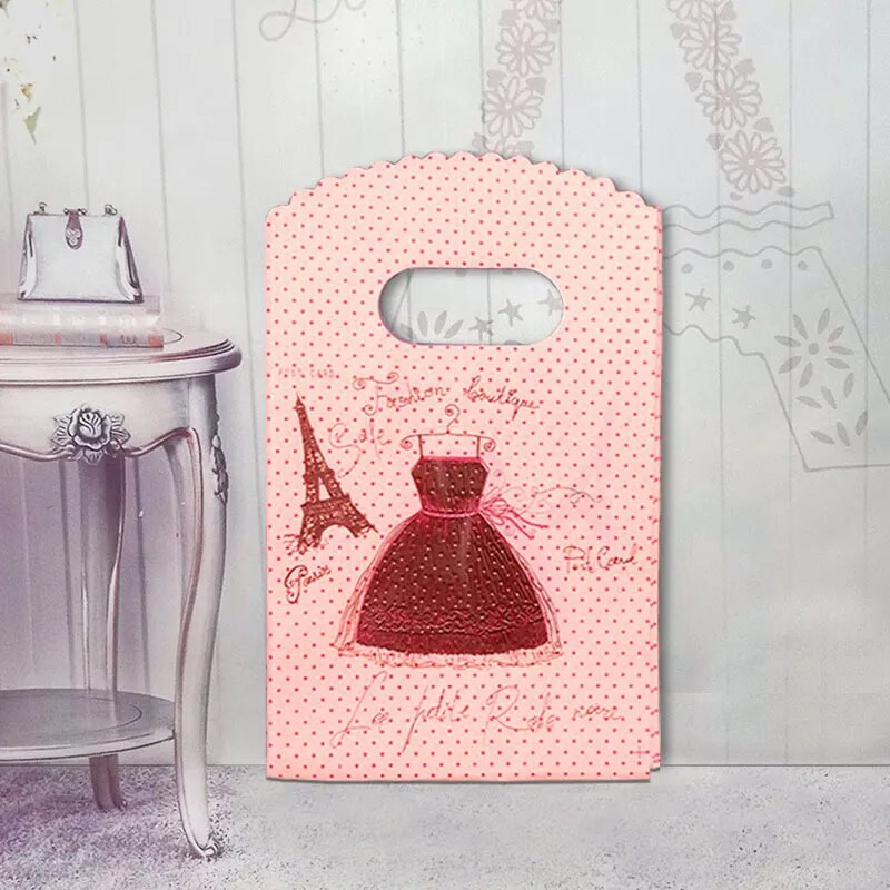 50 τμχ 9x15 cm Μικρή πλαστική τσάντα Boutique Τσάντα δώρου με λαβή Γούρια DIY Σκουλαρίκια Καραμέλα κοσμήματα συσκευασίας Τσάντες Τσάντες