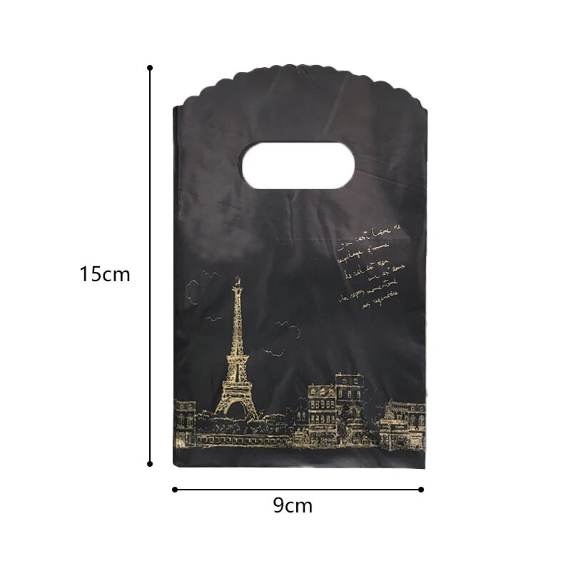 50 τμχ 9x15 cm Μικρή πλαστική τσάντα Boutique Τσάντα δώρου με λαβή Γούρια DIY Σκουλαρίκια Καραμέλα κοσμήματα συσκευασίας Τσάντες Τσάντες