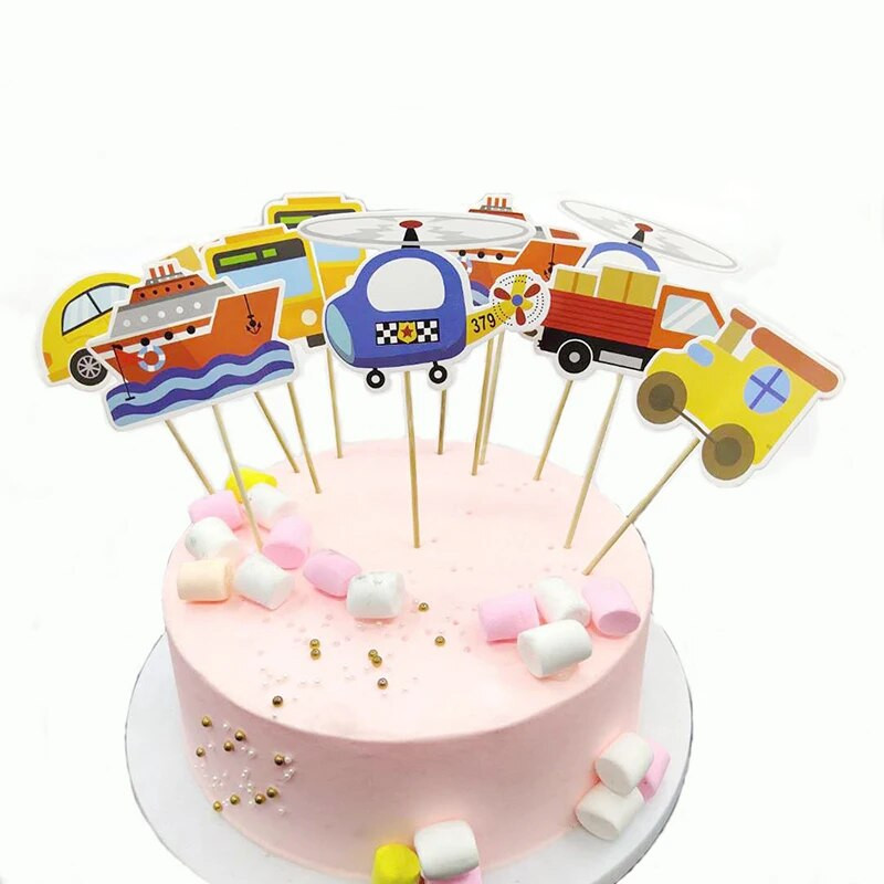 Traffic Airplane Car Banner Χρόνια Πολλά Πανό Διακοσμήσεις γενεθλίων Παιδικά γενέθλια Traffic Banner Cake Topepr Σετ
