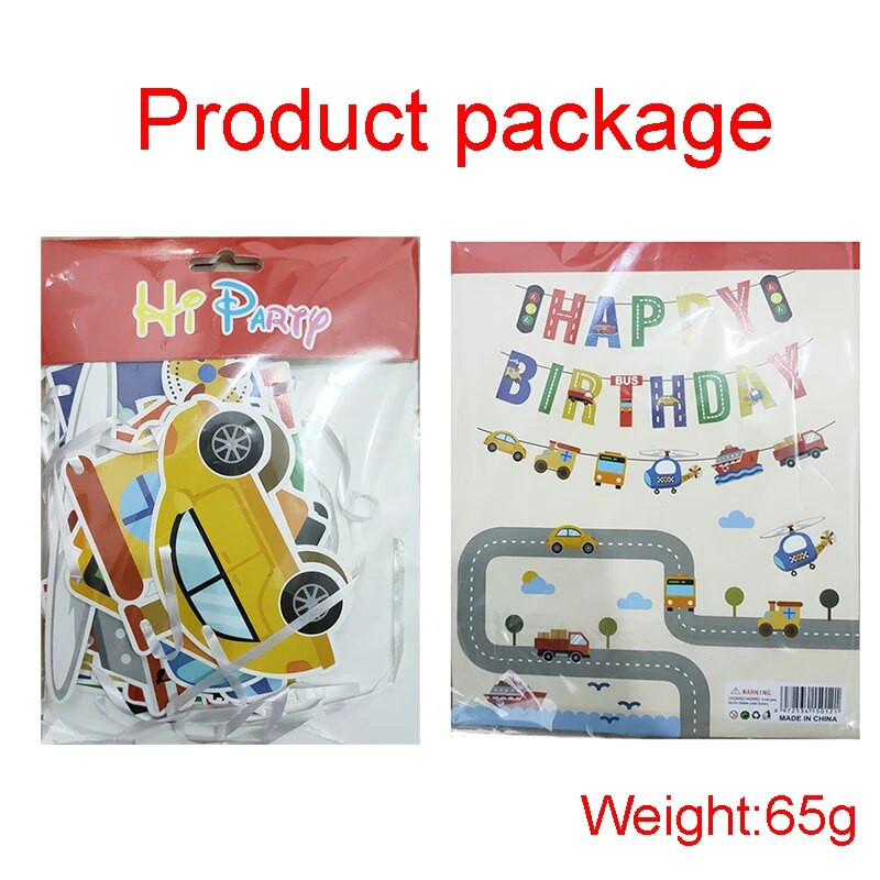 Traffic Airplane Car Banner Χρόνια Πολλά Πανό Διακοσμήσεις γενεθλίων Παιδικά γενέθλια Traffic Banner Cake Topepr Σετ