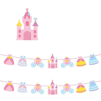 Unicorn Castle Dinosaur Princess Banner Στολισμός γάμου Παιδική γιορτή γενεθλίων Χάρτινο πανό Candy Bar Baby Shower