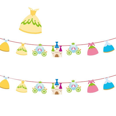 Unicorn Castle Dinosaur Princess Banner Στολισμός γάμου Παιδική γιορτή γενεθλίων Χάρτινο πανό Candy Bar Baby Shower