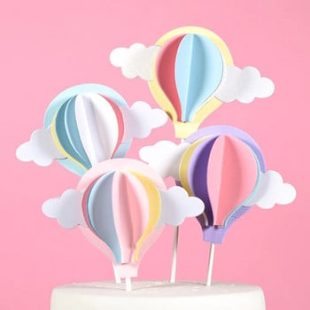 Cakelove Cute Colorful Clouds Cake Topper Girl For Kids Baby Hot Air Balloon Χρόνια πολλά Διακόσμηση τούρτας Δώρα γενεθλίων