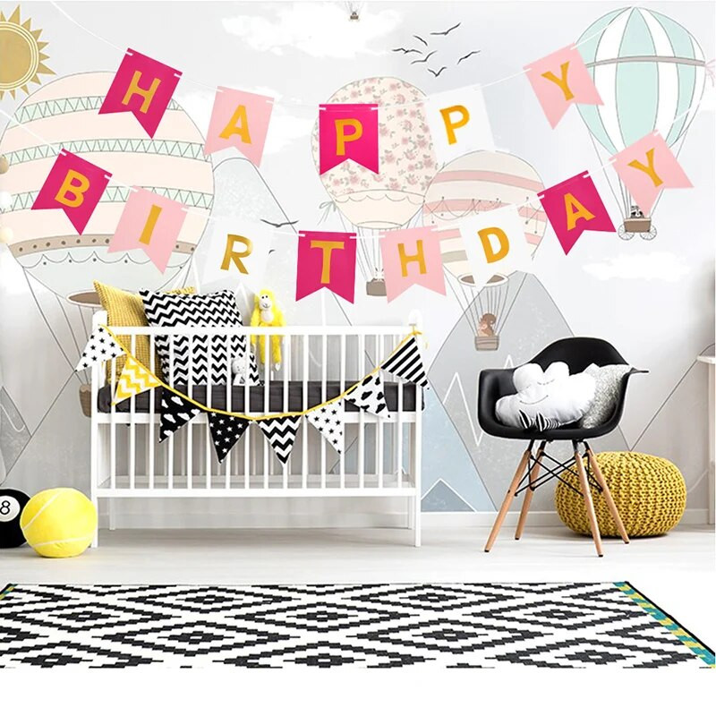 Διακοσμητικά πάρτι γενεθλίων Happy Birthday Banner Bronzing Banner Παιδικό πάρτι γενεθλίων Διακόσμηση τοίχου για το σπίτι