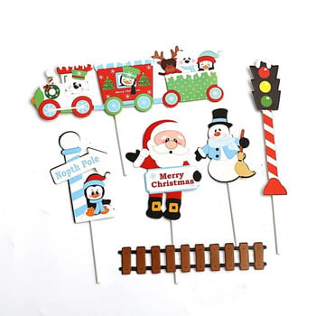 Merry Christmas Letter Cake Topper Santa Claus Snowman Train Cake Topper Decoration Χριστουγεννιάτικα διακοσμητικά για τραπέζι σπιτιού