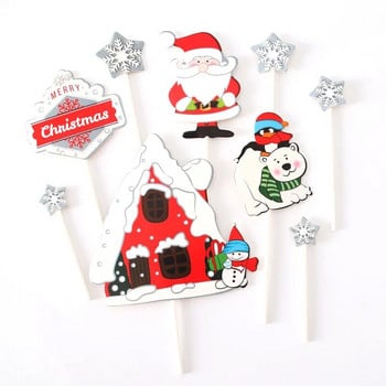 Merry Christmas Letter Cake Topper Santa Claus Snowman Train Cake Topper Decoration Χριστουγεννιάτικα διακοσμητικά για τραπέζι σπιτιού