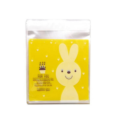 50 τμχ Cute Cartoon Animals Cookie Candy Bag Αυτοκόλλητη πλαστική τσάντα για μπισκότα γενεθλίων γάμου Συσκευασία δώρου ψησίματος