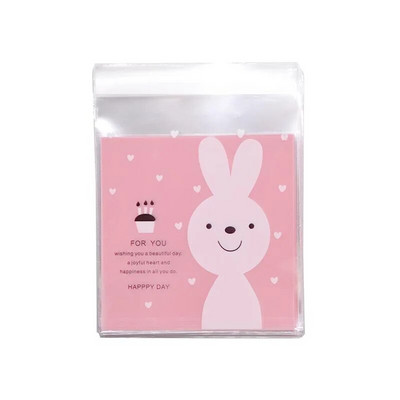 50 τμχ Cute Cartoon Animals Cookie Candy Bag Αυτοκόλλητη πλαστική τσάντα για μπισκότα γενεθλίων γάμου Συσκευασία δώρου ψησίματος