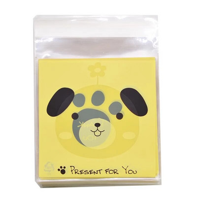 50 τμχ Cute Cartoon Animals Cookie Candy Bag Αυτοκόλλητη πλαστική τσάντα για μπισκότα γενεθλίων γάμου Συσκευασία δώρου ψησίματος