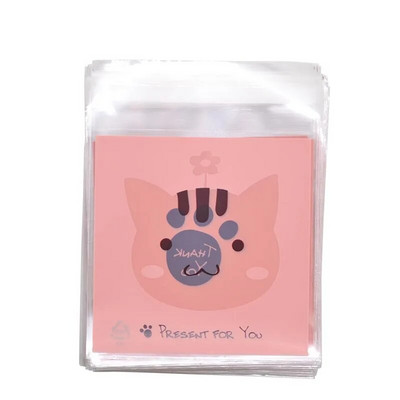50 τμχ Cute Cartoon Animals Cookie Candy Bag Αυτοκόλλητη πλαστική τσάντα για μπισκότα γενεθλίων γάμου Συσκευασία δώρου ψησίματος