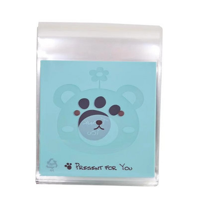 50 τμχ Cute Cartoon Animals Cookie Candy Bag Αυτοκόλλητη πλαστική τσάντα για μπισκότα γενεθλίων γάμου Συσκευασία δώρου ψησίματος