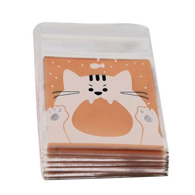 50 τμχ Cute Cartoon Animals Cookie Candy Bag Αυτοκόλλητη πλαστική τσάντα για μπισκότα γενεθλίων γάμου Συσκευασία δώρου ψησίματος