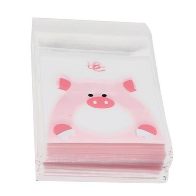 50 τμχ Cute Cartoon Animals Cookie Candy Bag Αυτοκόλλητη πλαστική τσάντα για μπισκότα γενεθλίων γάμου Συσκευασία δώρου ψησίματος