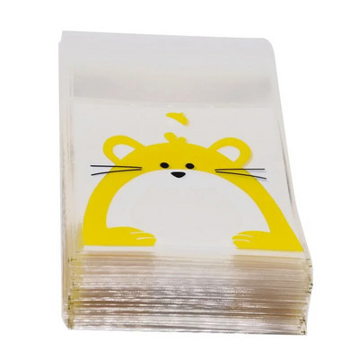 50 τμχ Cute Cartoon Animals Cookie Candy Bag Αυτοκόλλητη πλαστική τσάντα για μπισκότα γενεθλίων γάμου Συσκευασία δώρου ψησίματος