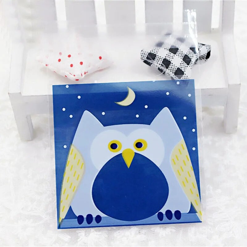 50 τμχ Cute Cartoon Animals Cookie Candy Bag Αυτοκόλλητη πλαστική τσάντα για μπισκότα γενεθλίων γάμου Συσκευασία δώρου ψησίματος