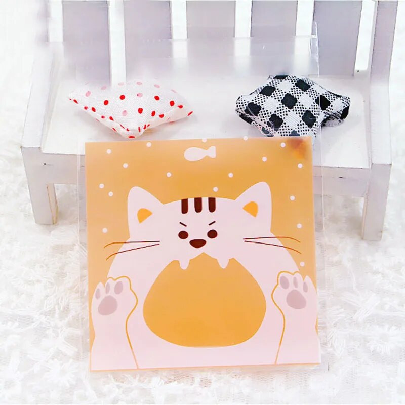 50 τμχ Cute Cartoon Animals Cookie Candy Bag Αυτοκόλλητη πλαστική τσάντα για μπισκότα γενεθλίων γάμου Συσκευασία δώρου ψησίματος